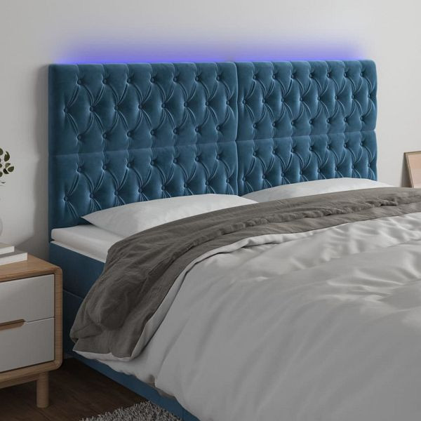vidaXL LED Kopfteil Dunkelblau 200x7x118/128 cm Samt, 3122830