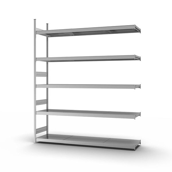 hofe Großfach-Anbauregal, 3000x500x2500 mm, 5 Fachebenen, verzinkt, 350 kg Fachlast, 2000 kg Feldlast, zweiseitige Bedienung, GZA30525B