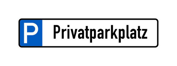 Schilder Klar Parkplatzkennzeichnung P-Privatparkplatz, 523x113x0.6 mm Aluminium geprägt, 1151/57