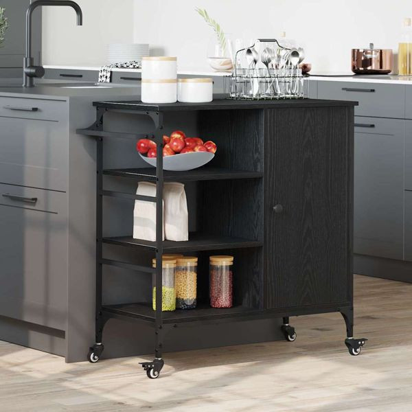 vidaXL Küchentrolley Schwarze Eiche 87.5 x 38.5 x 84.5 cm, 871665