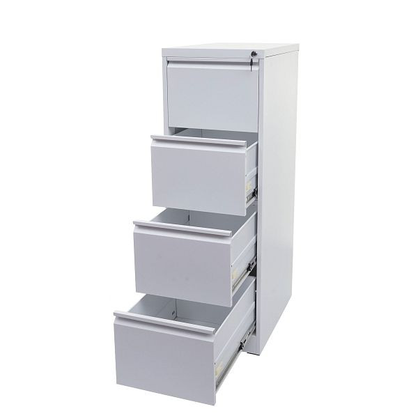 Mendler Hängeregisterschrank HWC-H16, Aktenschrank Büroschrank Stahlschrank, Format Legal + A4 abschließbar 134x46x62cm, weiß, 72726+72727