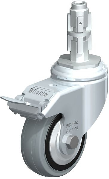 Blickle LKRA-VPA 80K-11-FI-FA-E13 Apparate-Lenkrolle mit Expander & Feststeller, Vollgummi, Grau, 289538