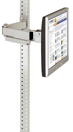 Manuflex ESD-Monitorträger für Alu-Aufbauportale mit 500 mm Doppelgelenk, VESA-Adapter 75 mm, in Rubinrot RAL 3003 leitfähig, Rubinrot, LZ8206.3003