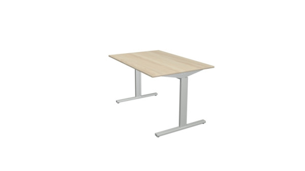 Kerkmann Schreibtisch Form 2 - B 1200 x T 800 x H 700-820 mm mit T-Fuß-Gestell in alusilber, Ahorn, (Montage), 11020450-1