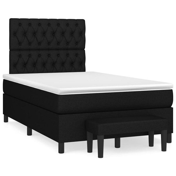 vidaXL Boxspringbett mit Matratze Schwarz 120x190 cm Stoff, 3270378