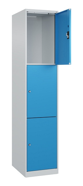 C+P Schließfachschrank Evolo PLUS, 3 Fächer, 1850x400x500mm, 7035/5012, 049000-123 S10007