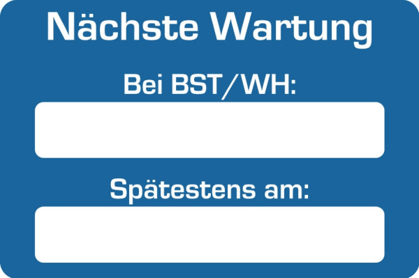 Eichner Kundendienstaufkleber, Text: Nächste Wartung, 9220-00131