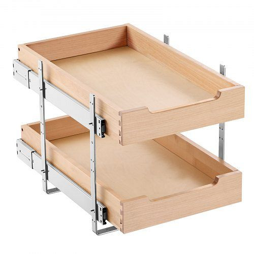 VEVOR ausziehbarer 2-stufiger Schrank-Organizer 315x533x76mm, sanfter Schließmechanismus, Holz-Schiebeschublade, Küche/Badezimmer, LCSCTJMS2C146U2CWV0