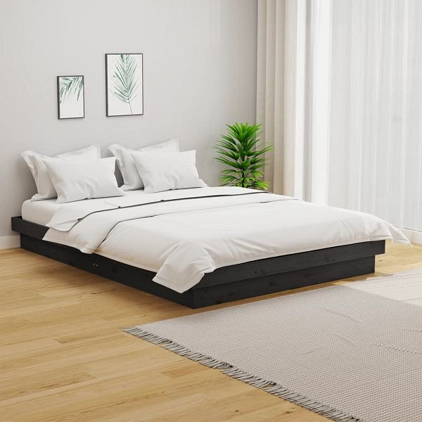 vidaXL Massivholzbett Grau 140x190 cm, 819954, 8720287067054