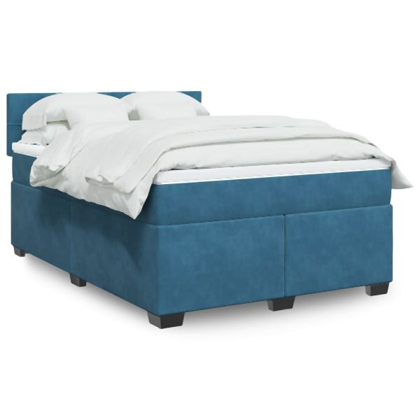 vidaXL Boxspringbett mit Matratze Dunkelblau 140x200 cm Samt, 3286334