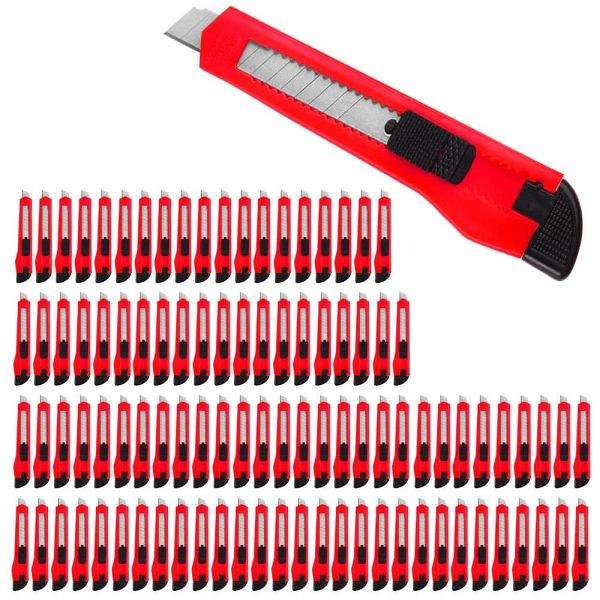DEUBA Cuttermesser Set Rot mit Abbrechklingen, VE: 100 Stück, 991957