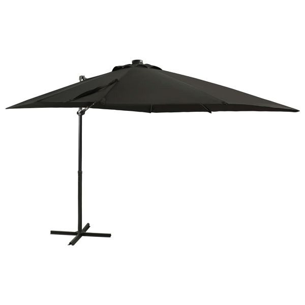 vidaXL Ampelschirm mit Mast und LED-Beleuchtung Schwarz 250 cm, 312324