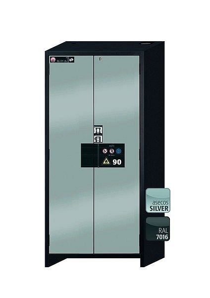 asecos Sicherheitsschrank Q-PEGASUS-90, Q90.195.090.WDAC in Silber mit 4x Auszugswanne Standard (Edelstahl), 30042-049-30056