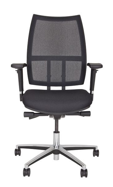 Bisley Bürodrehstuhl Maxime, Netzbezug, Aluminium poliertes Fußkreuz, schwarz, DSM733
