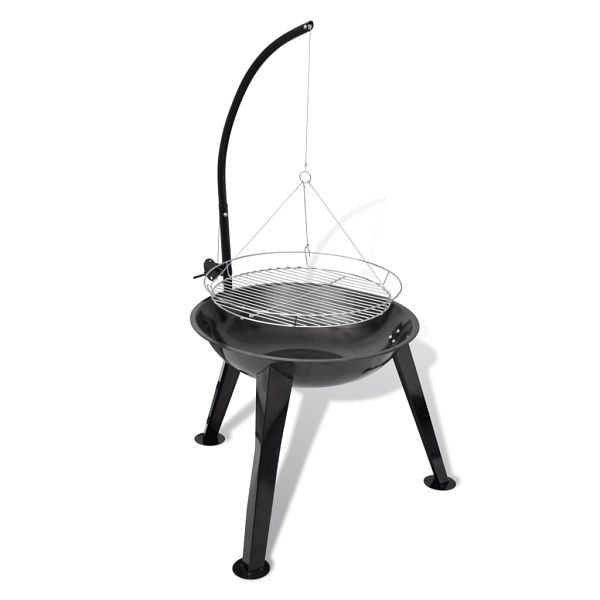 vidaXL BBQ Schwenkgrill Rund, höhenverstellbaren Hänge-Grillrost, 40715, 8718475849735