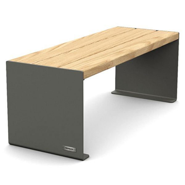 Stein HGS Sitzbank -Kube- ohne Rückenlehne, 1200 mm, Helle Eiche, RAL 7044 grau, 37642-0106