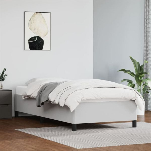vidaXL Bettgestell Weiß 80x200 cm Kunstleder, Material: Kunstleder (75% Polyvinylchlorid, 5% Baumwolle, 20% Polyester), Sperrholz, Holzwerkstoff, 347216