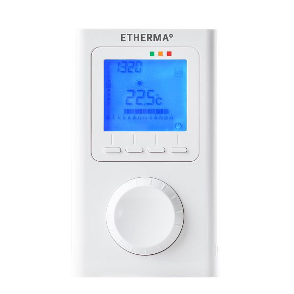 Etherma Elektronisches Funk-Raumthermostat mit Uhr, LCD-Anzeige und Wochenprogramm, 40595
