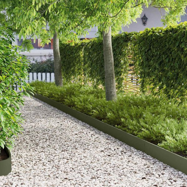 vidaXL Raseneinfassung 10-teilig 103 x 15 cm Stahl Olivgrün, 8008359