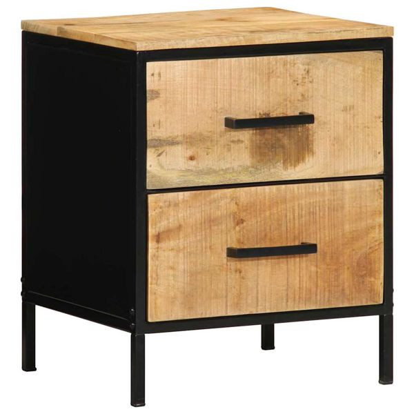 vidaXL Nachttisch Braun und Schwarz 40 x 35 x 50 cm massives Mangoholz, 4019637