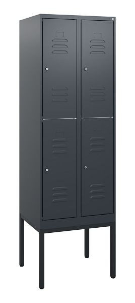 C+P Doppelstöckiger Spind Classic PLUS, Gestell, 2 Abteile, 1950x600x500mm, 7016/7016, Zylinderschlösser, 0803305-20 S10042