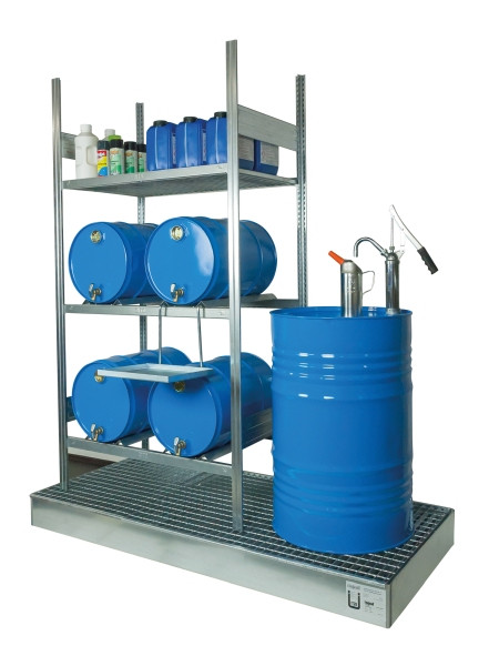 Rapid Abfüllplatz mit Auffangwanne für 4x 60 l + 1x 200 l, inkl. Handhebelpumpe, 25 072