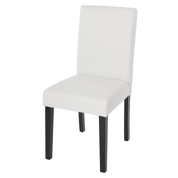 Mendler Esszimmerstuhl Littau, Küchenstuhl Stuhl, Kunstleder, weiß matt, dunkle Beine, 74394
