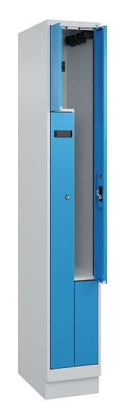 C+P Z-Spind Evolo PLUS, Sockel, 2 Fächer, 1950x300x500mm, 7035/5012, Zylinderschloss, 049023-102 S10035