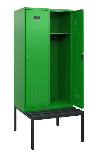 C+P Spind Evolo PLUS, 2 Abteile, 1950x800x815mm, 6037/6037, Zylinderschloss, Material Sitzfläche Kunststoff, Sitzbank, 0490505-22 S10107