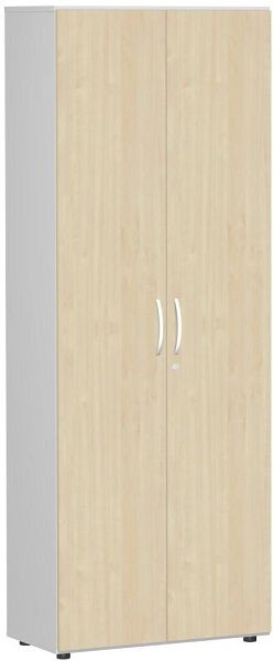 geramöbel Garderobenschrank mit ausziehbarem Garderobenhalter, mit Standfüßen, inkl. Türdämpfer, 800x420x2160, Ahorn/Lichtgrau, S-386128-AL