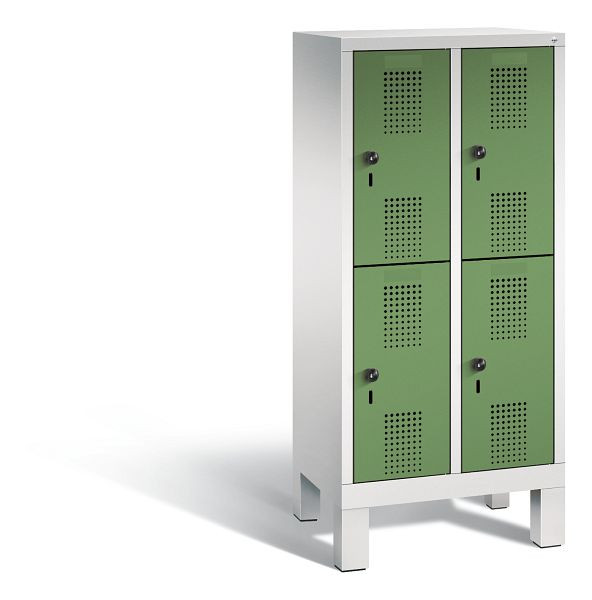 C+P Kindergarten-Spind Evolo, 4 Fächer, H1350xB610xT300 mm, Grau/Resedagrün, 483103-20 S10050
