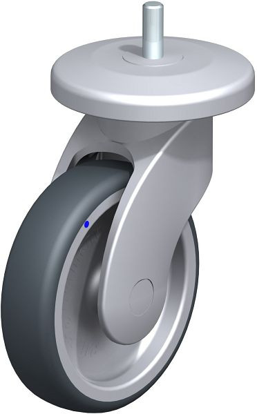Blickle LWGX-TPA 126G-11-AMGX100 Kunststoff-Lenkrolle WAVE, rostfrei, mit Abweisrad, Thermoplastisches Gummi-Elastomer, Grau, 849728