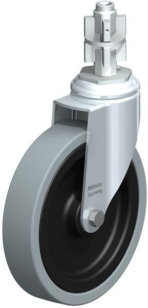 Blickle LKRA-VPA 150K-11-E15 Apparate-Lenkrolle mit Expander, Vollgummi, Grau, 478073