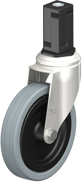 Blickle LKRXA-VPA 125G-11-EXV15 Edelstahl-Apparate-Lenkrolle mit Expander, Vollgummi, Grau, 853290