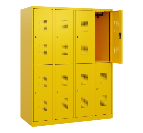 C+P Doppelstöckiger Spind Evolo PLUS, 8 Fächer, 1530x1200x500mm, 1023/1023, Zylinderschloss, 0493005-40 S10065