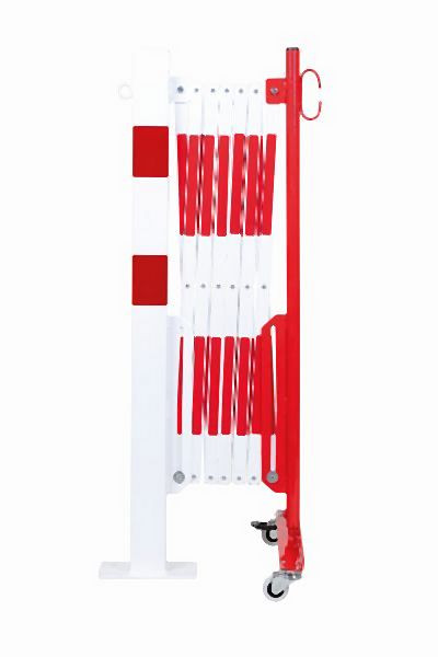 CRASH STOP Scherengitter rot-weiß 3,6m mit Pfosten 70x70 mm, 70-95