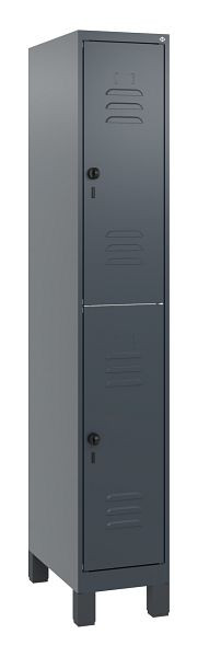 C+P Doppelstöckiger Spind Classic PLUS, Füße, 1800x300x500mm, 7016/7016, Drehriegel, 0803107-10 S10012