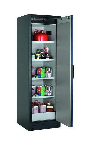asecos Sicherheitsschrank Q-CLASSIC-90, Q90.195.060.R in enzianblau RAL 5010 mit 4x Fachboden (Stahlblech), 30073-047-33408