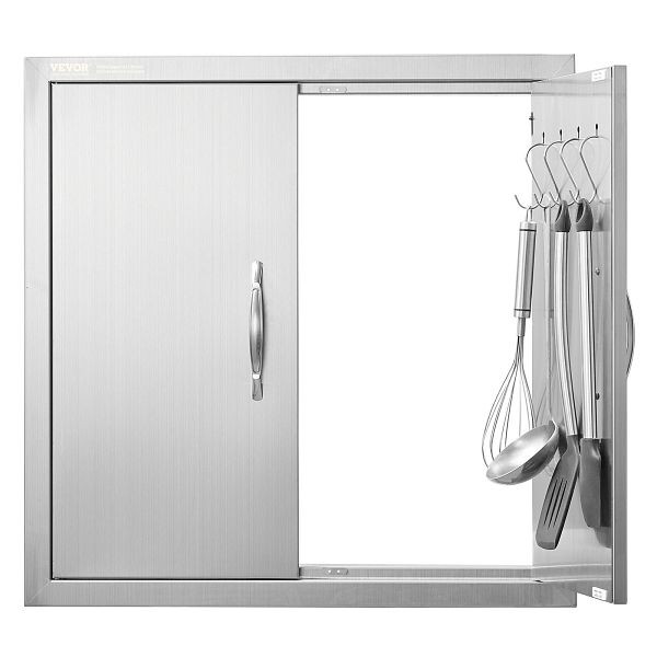 VEVOR Grill-Zugangstür, 610 x 610 mm, Doppelte Außenküchentür, Doppelwandige vertikale Tür mit Griffen und Haken, SMMBSCJMYS245LWS1V0