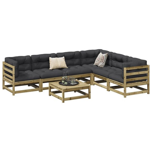 vidaXL 7-teilig Garten-Sofagarnitur Kiefernholz Imprägniert, 3299466