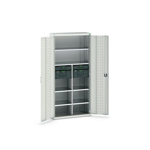 bott cubio Koffer-Flügeltürenschrank bestückt mit 2x Systainer3 / 2x Organizer, BxTxH: 938x400x2000mm, RAL 7035 / RAL 7035, 40032037.16V