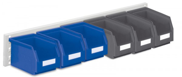 Kappes RasterPlan Wandschiene Schlitzplatte Set 15, L 920 mm, x H 140 mm, 3 x Lagersichtkästen Größe 5, 3 x Lagersichtkästen Größe 6, 4202.03.5413