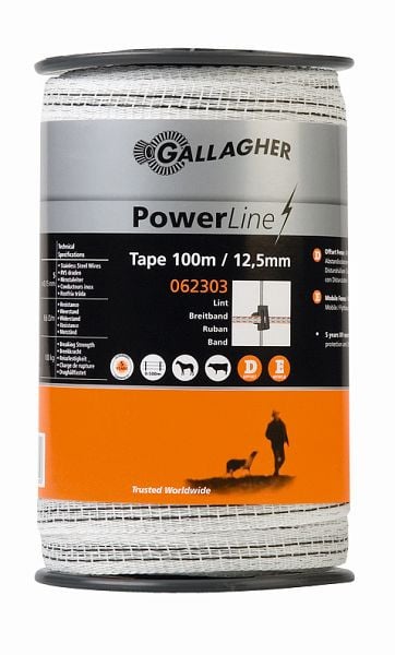 Gallagher PowerLine Breitband 12,5mm 100m weiß, 062303
