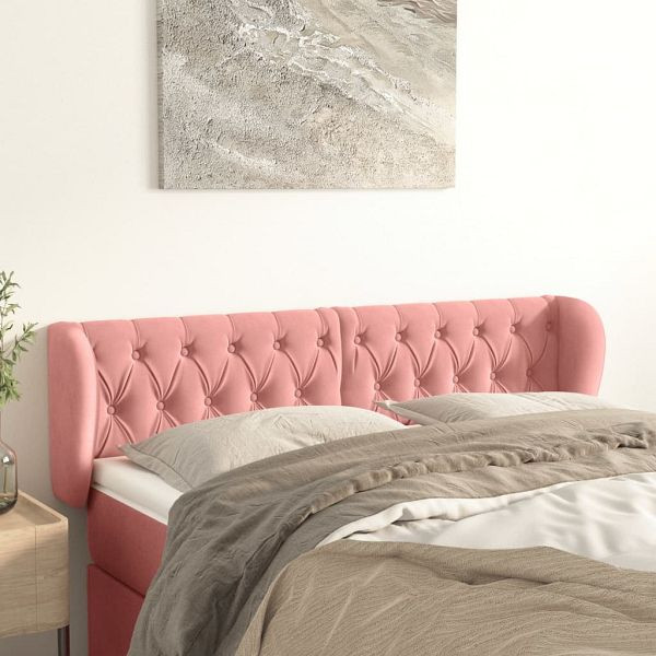 vidaXL Kopfteil mit Ohren Rosa 147x23x78/88 cm Samt, 3117533