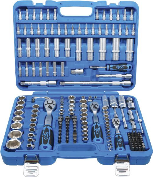 BGS Steckschlüssel-Satz Sechskant, Antrieb 6,3 mm (1/4") / 10 mm (3/8") / 12,5 mm (1/2"), Zollgrößen, 192-teilig, 2245