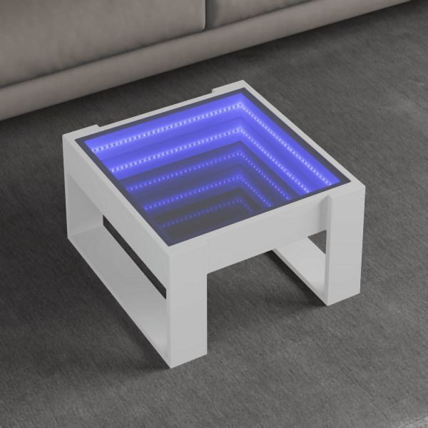 vidaXL Couchtisch mit Infinity-LED Weiß 50x53x30 cm, 847623