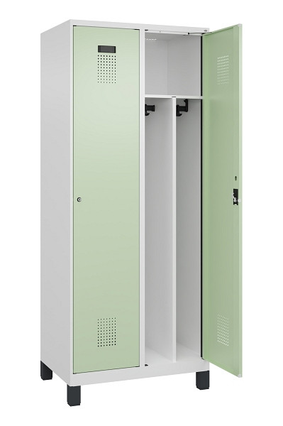 C+P Spind Evolo PLUS, mit Füßen, 2 Abteile, 1950x800x500mm, 9016/6019, Verschluss Zylinderschloss, 049010-22F S10046