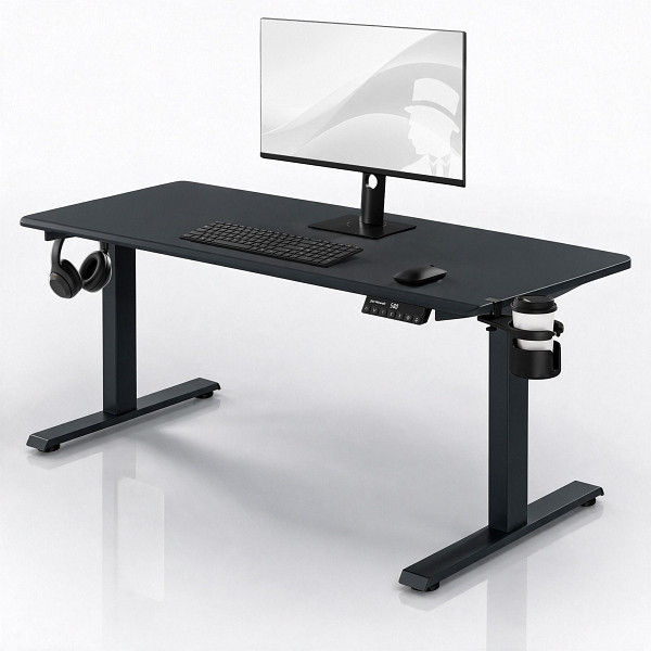 Jan Nowak Elektrischer Schreibtisch mit Höhenverstellung ergonomisch anthrazit, 1600x800 mm, ARIA 1600, 2745