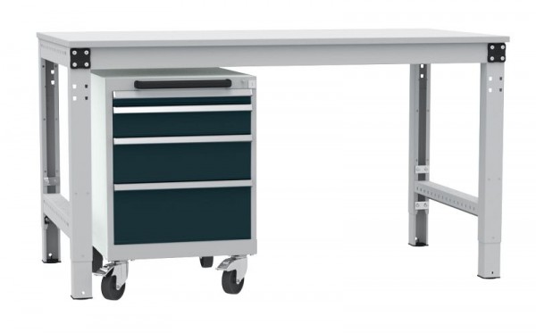 Manuflex Schubfachschrank BASETEC mobil, Nutzhöhe 500 mm mit 4 Schubfächern, in anthrazit RAL 7016, TP1143.7016