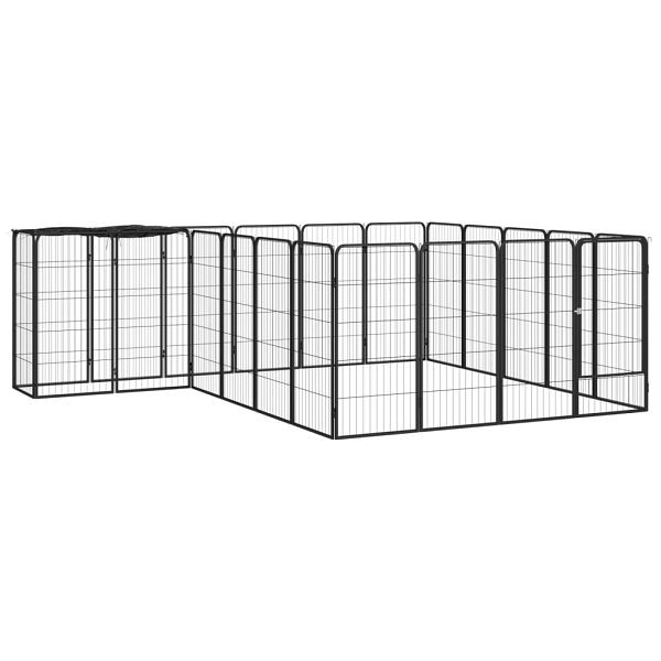 vidaXL 22-teilig Hundelaufstall Schwarz 50x100cm Stahl Pulverbeschichtet, 3115951